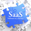 SAAS - Software-as-a-Service - Written on Blue Puzzle Pieces. Information Technology Concept. 3D Render.